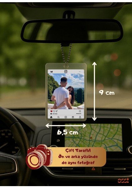 Kişiye Özel Instagram, Çift Taraflı Gönderi, Dikiz Ayna Süsü, Araba Aksesuar, Hediye Araç Içi, Sevgili, Baba, Anne, Hediye fiyatları
