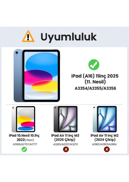 Ipad 11.nesil A16 A3354 /A3355 /A3356 Ile Uyumlu Uyku Modlu Yatay Standlı Sert Smart Tablet Kılıfı fiyatları