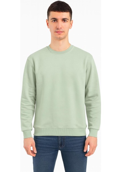 Erkek Oversize Uzun Kol Sıfır Yaka SWEATSHIRT-7383