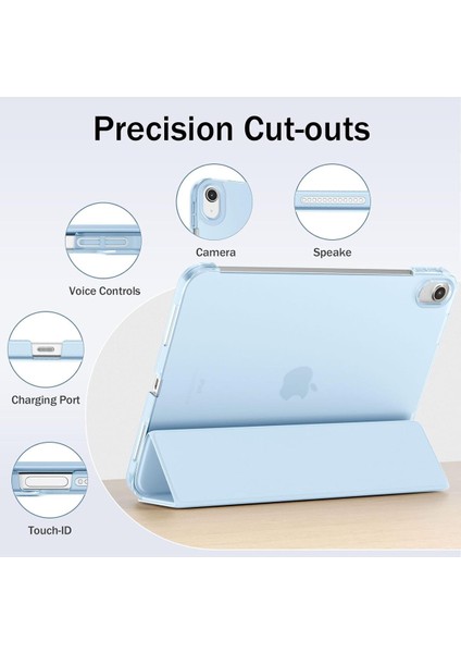 Ipad 10.nesil 10.9 Inç A2695/A2757 /A2777 Uyumlu Uyku Modlu Yatay Standlı Sert Smart Tablet Kılıfı