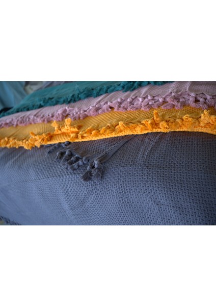 %100 Pamuk Pike Yaz/kış 4 Mevsim Kullanılabilir Yumuşacık Waffle Petek Pike Çift Kişilik Antrasit