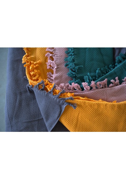 %100 Pamuk Pike Yaz/kış 4 Mevsim Kullanılabilir Yumuşacık Waffle Petek Pike Çift Kişilik Antrasit