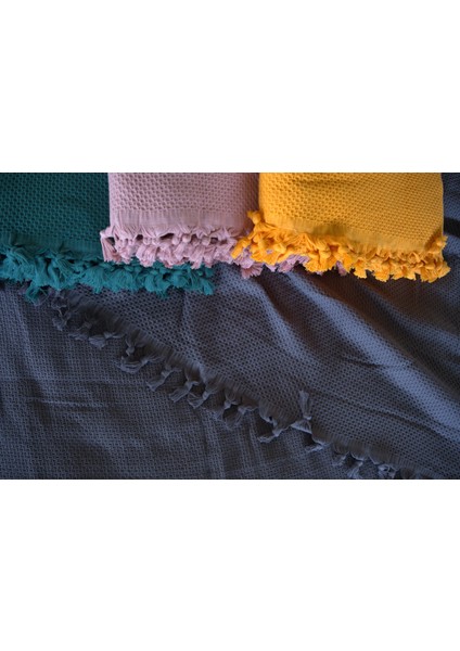 %100 Pamuk Pike Yaz/kış 4 Mevsim Kullanılabilir Yumuşacık Waffle Petek Pike Çift Kişilik Antrasit