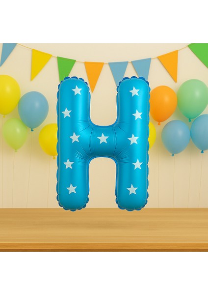 36 cm Mavi Harf Folyo Balon