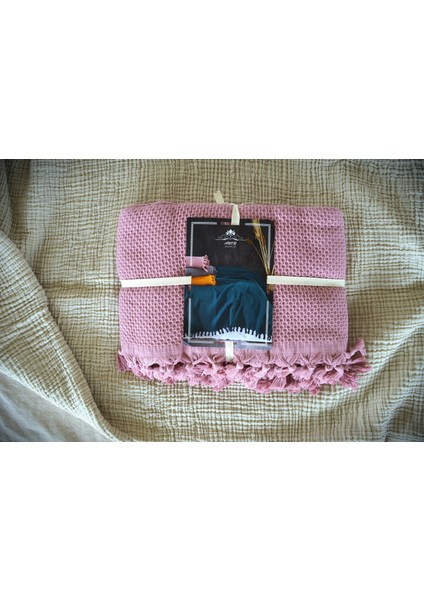 %100 Pamuk Pike Yaz/kış 4 Mevsim Kullanılabilir Yumuşacık Waffle Petek Pike Çift Kişilik Pembe