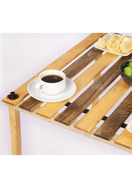 Ahşap Kamp Masası, Katlanabilir, Çantalı, Bahçe Balkon Plaj Piknik Masası 60X60 cm Ceviz/kiraz modelleri