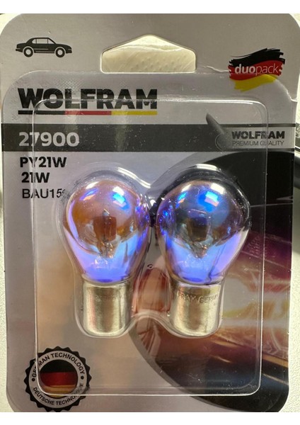 Wolfram Diadem Ampul Mavi Tek Duy Sinyal Ampulü 12V 21W Turuncu Amber