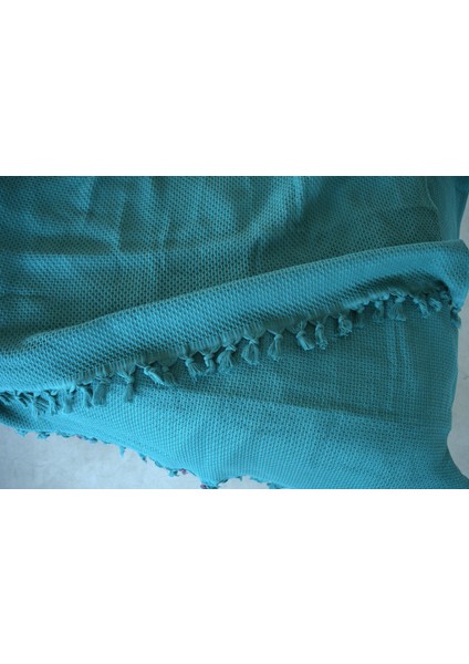 %100 Pamuk Pike Yaz/kış 4 Mevsim Kullanılabilir Yumuşacık Waffle Petek Pike Çift Kişilik Yeşil