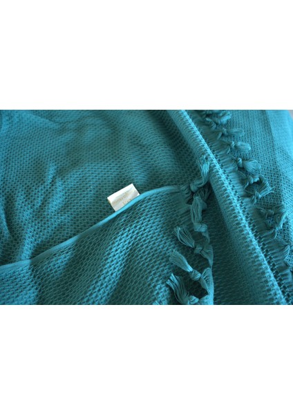 %100 Pamuk Pike Yaz/kış 4 Mevsim Kullanılabilir Yumuşacık Waffle Petek Pike Çift Kişilik Yeşil