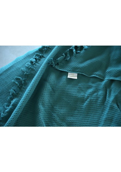 %100 Pamuk Pike Yaz/kış 4 Mevsim Kullanılabilir Yumuşacık Waffle Petek Pike Çift Kişilik Yeşil