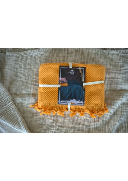 %100 Pamuk Pike Yaz/kış 4 Mevsim Kullanılabilir Yumuşacık Waffle Petek Pike Çift Kişilik Turuncu indirimleri