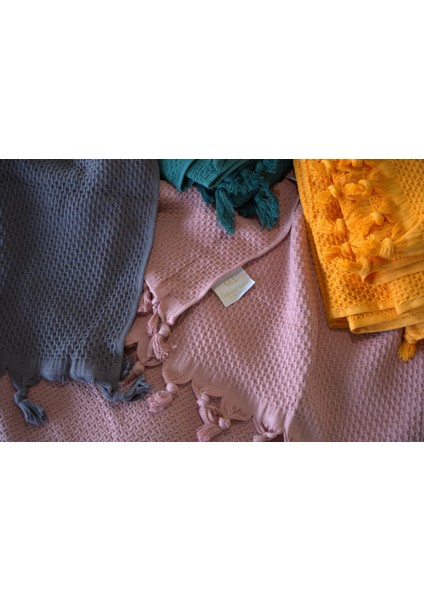 %100 Pamuk Pike Yaz/kış 4 Mevsim Kullanılabilir Yumuşacık Waffle Petek Pike Çift Kişilik Turuncu