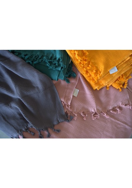 %100 Pamuk Pike Yaz/kış 4 Mevsim Kullanılabilir Yumuşacık Waffle Petek Pike Çift Kişilik Turuncu