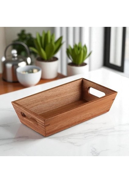 Akasya Ağacından Ekmek Sepeti - Doğal Ahşap Ekmeklik, Şık Ekmek Sunumluk (23X13X7CM) - Kahvaltı ve Sofralar Için Servis Sepeti fiyatları