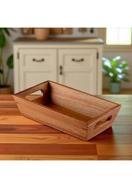 Akasya Ağacından Ekmek Sepeti - Doğal Ahşap Ekmeklik, Şık Ekmek Sunumluk (23X13X7CM) - Kahvaltı ve Sofralar Için Servis Sepeti modelleri