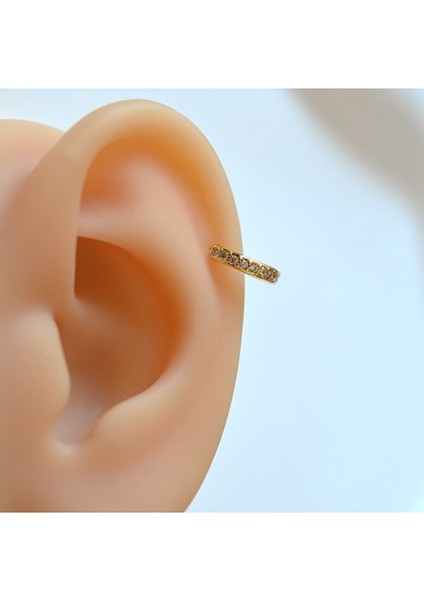 8 mm Gold Taşlı Halka Piercing Tragus Helix Forward Helix Kıkırdak
