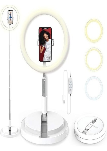 Rgb LED Halka Işık 168CM Teleskopik Tripodlu, 160 Led, Telefon Tutucu, Katlanabilir Ring Light