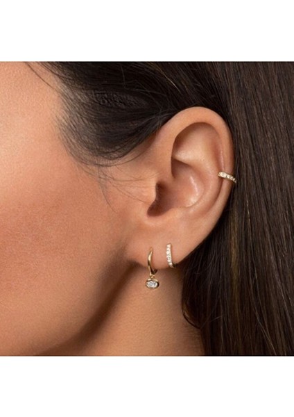 6 mm Gold Taşlı Halka Piercing Tragus Forward Helix Kıkırdak