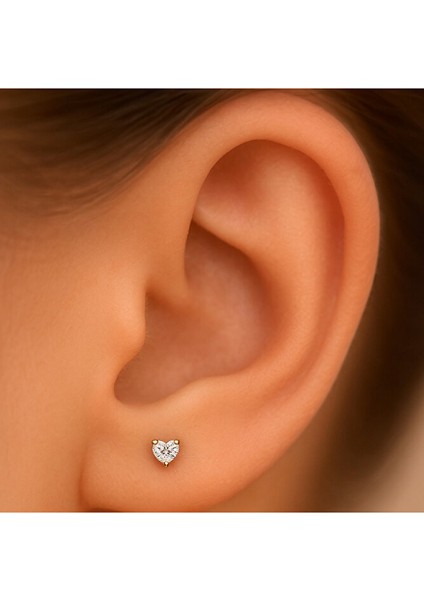 Kalp Tektaş Cerrahi Çelik Piercing Tragus Helix Kıkırdak Conch Lobe Dil Uyumlu