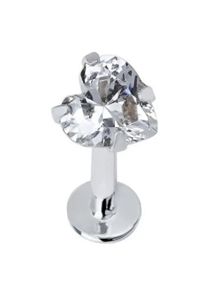 Kalp Tektaş Cerrahi Çelik Piercing Tragus Helix Kıkırdak Conch Lobe Dil Uyumlu