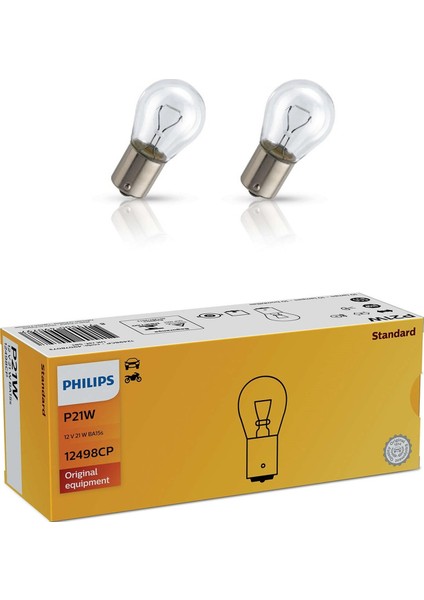 Philips Uyumlu (2 Adet) 12V P21W Sinyal Ampulü (93) 12498 Cp Standart
