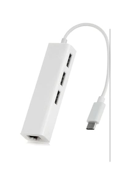 Type-C Ethernet Adaptörü, Android Telefon ve Tabletler Için Macbooklarda Ethernet Çalışmaz, 3 Port USB 2.0 Hub, RJ45 Ağ Bağlantısı fiyatları