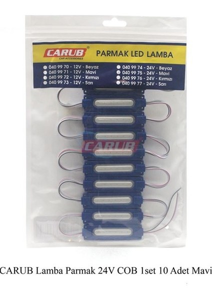 24 Volt Parmak Cob LED Lamba Mavi - 10 Adet
