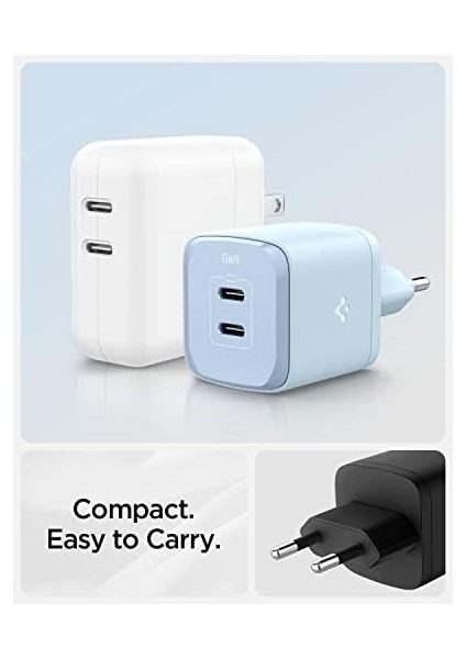 45W Usb-C 2 Port Mini Hızlı Şarj Aleti Pps 2.0 / Isı Düşürücü Gan Iıı Destekli Akım Korumalı Güç Adaptörü iPhone & Android & iPad & MacBook Type-C PE2203 Blue - ACH05156 fiyatları