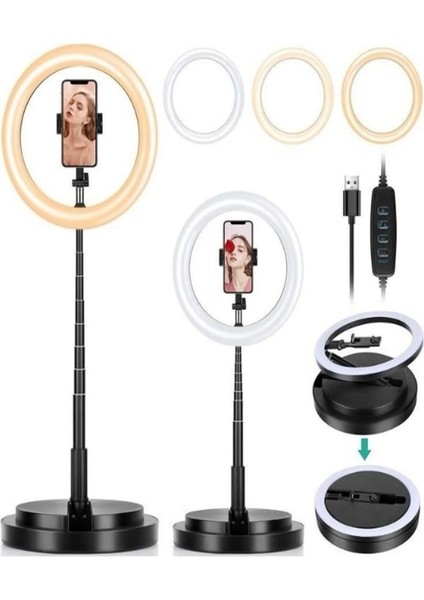 Rgb LED Halka Işık 168CM Teleskopik Tripodlu, 160 Led, Telefon Tutucu, Katlanabilir Ring Light