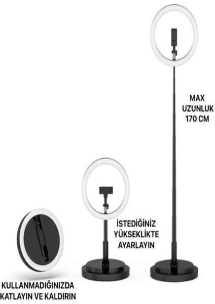 Rgb LED Halka Işık 168CM Teleskopik Tripodlu, 160 Led, Telefon Tutucu, Katlanabilir Ring Light fiyatları