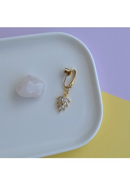 Deliksiz Yaprak Sallantılı Sıkıştırma Klipsli Göbek Piercingi Belly Piercing