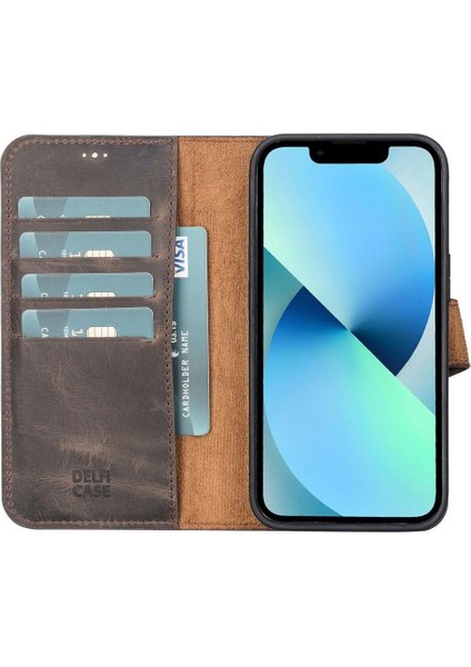 Apple iPhone 13 Pro Uyumlu Deri Cüzdanlı Kılıf Acı Kahve fırsatları