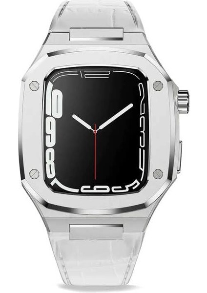 ​​​ Ile Uyumlu Watch 7 45MM Krd-67 Kordon Beyaz-Gümüş