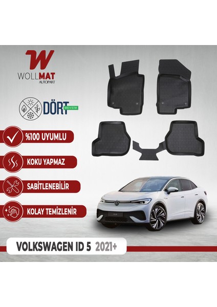 Volkswagen Id5 Paspas 2021 2025 Arası Uyumlu 3D Havuzlu Paspas Seti