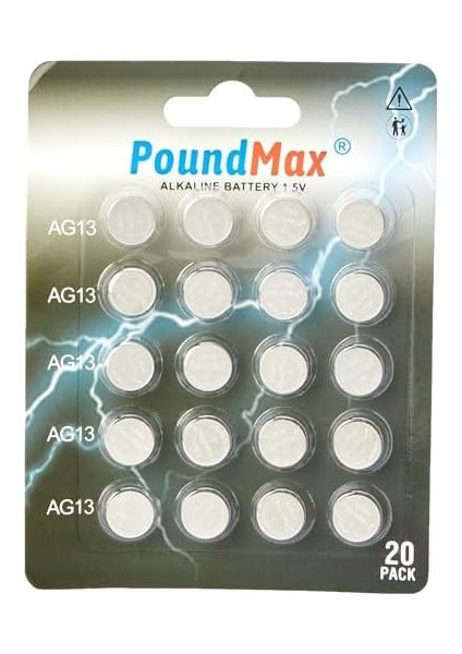 Paket LR44 AG13 1,5 V Poundmax Alkalin Düğme Pil, Cıvasız, Sızdırmaz, Uzun Süreli Dayanıklılık, Oyuncaklar, Ölçüm Cihazları ve Hesap Makineleri Için A76, G13, L1154, SR44, G13A ile Uyumlu fiyatları