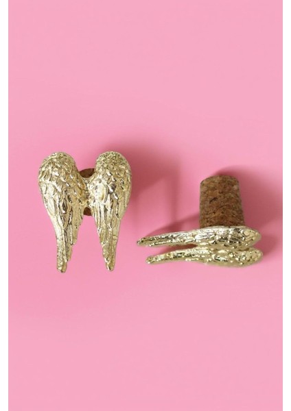 Altın Melek Kanadı 2 Adet Mantar Tıpa - Şarap Yağdanlık Şişe