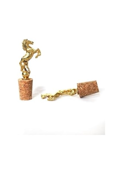 Altın Şahlanan At Figürlü 2 Adet Mantar Tıpa - Şarap Yağdanlık Şişe fiyatları