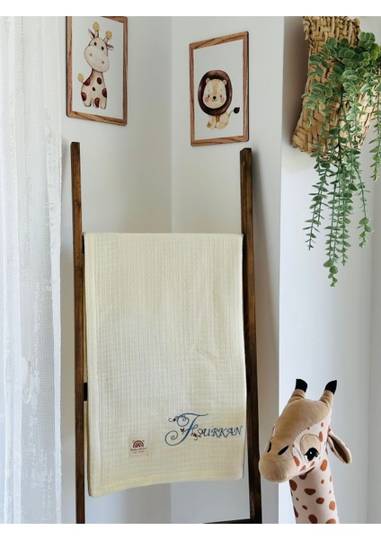 Ftbabycollection %100 Pamuk 4 Katlı Müslin Kişiselleştirilebilir Isim Nakışlı Bebek BATTANIYESI 100X110 CM fiyatları