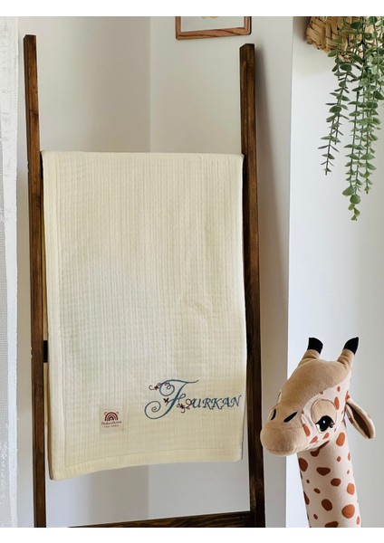 Ftbabycollection %100 Pamuk 4 Katlı Müslin Kişiselleştirilebilir Isim Nakışlı Bebek BATTANIYESI 100X110 CM modelleri
