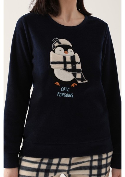 Cute Penguins Lacivert Kadın Uzun Kol Pijama Takım indirimleri