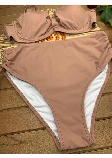 Kadın Siyah Likralı Esnek Şık Rahat Büyük Beden Telli Balenli Toparlayıcı Yüksek Bel Bikini Takım fırsatları
