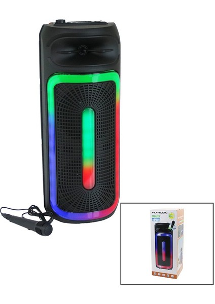 Karaoke Mikrofonlu Wireless Hoparlör - Speaker Işıklı USB Şarjlı Dc 5V - Tf - Aux8 Inç PL-4127 (5313)