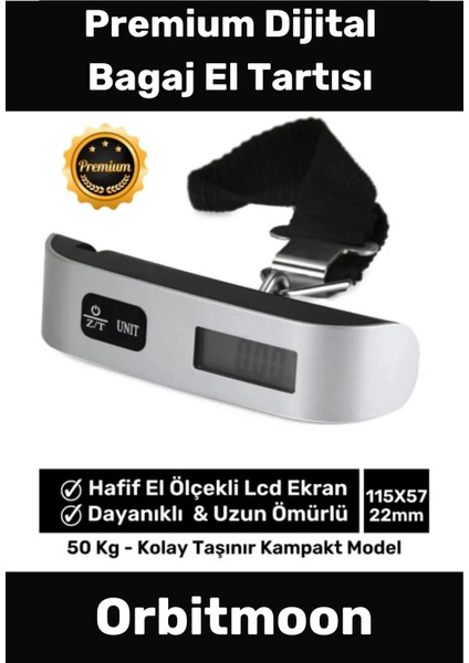 Taşınabilir Dijital Bagaj Ağırlık Ölçer 50KG, Çok Amaçlı LCD Ekran