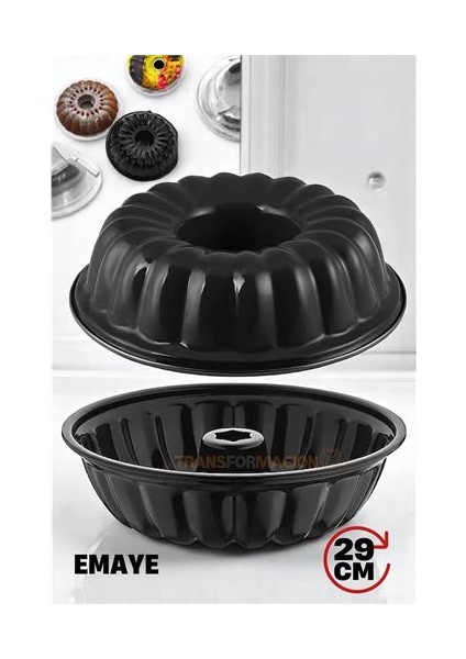 Bx Emaye Kek Kalıbı - Yapışmaz Siyah Emaye Kek Kalıbı 29 cm