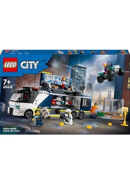 City Polis Mobil Suç Laboratuvarı Kamyonu 60418-7 Yaş ve Üstü Kız ve Erkek Çocuklar Için 2 Polis, 1 Bilim Insanı, 2 Suçlu Figürü ve Motosiklet Içeren Oyuncak Seti, Hediye Fikri (674 Parça) modelleri