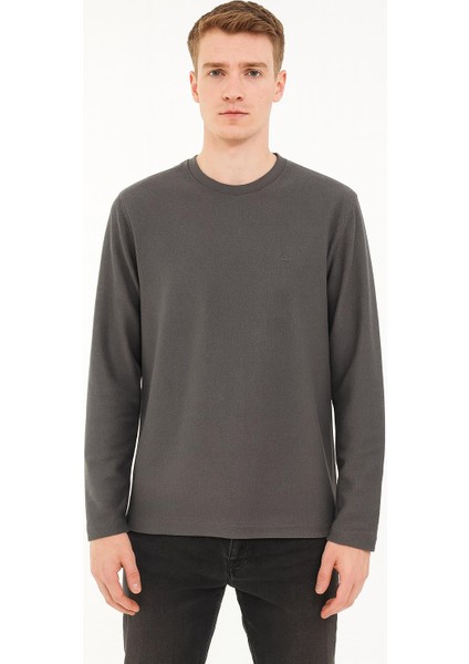 Erkek Oversize Uzun Kol Sıfır Yaka SWEATSHIRT-7142