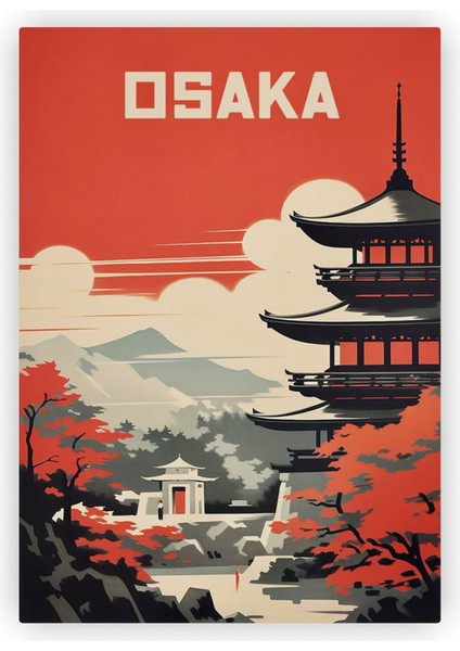 Osaka Japonya Ahşap Poster 20X29 cm