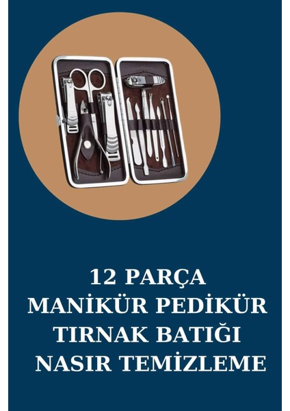 12 Parça Manikür Pedikür Seti Özel Deri Çanta El Ayak Bakımı Akne ve Sivilce Temizleme fiyatları