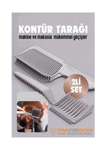 Bx Kuaför Berber Kavisli Kontur Kesim Tarağı 2 Li Set
