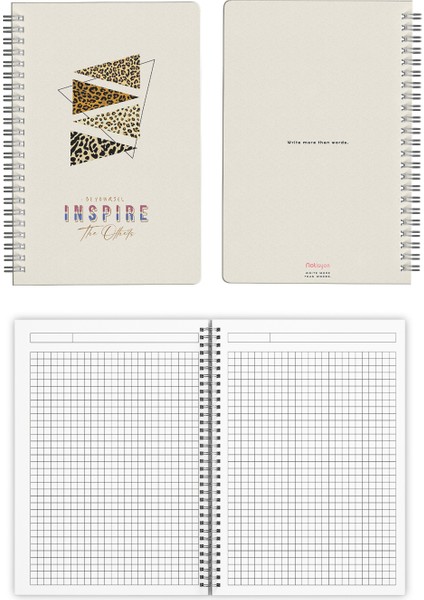 A5 Spiralli Okul Defteri 120 Sayfa 4’lü Set, 2 Çizgili - 2 Kareli Defter, Notebook, Ders Programlı